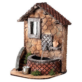 Half-moon fountain with window and stairs for 8-10 Neapolitan Nativity Scene
