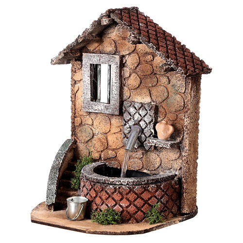 Fontaine demi-lune avec fenêtre et marches crèche napolitaine h 20 cm 2