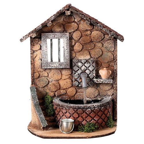 Fontana mezzaluna scaletta finestrella presepe napoletano 20 cm 1