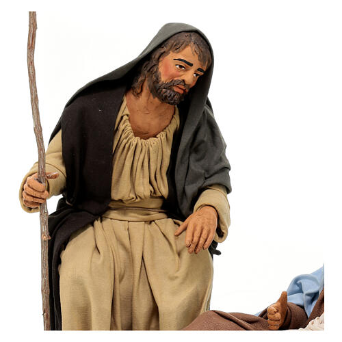 Natività seduta Maria abbraccia Gesù 30 cm presepe napoletano 4