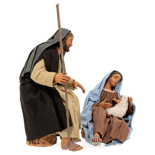 Natività seduta Maria abbraccia Gesù 30 cm presepe napoletano 5