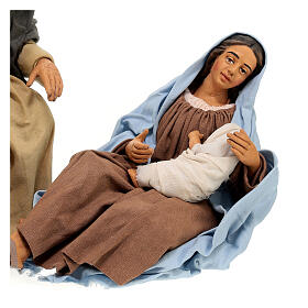 Scena Narodzin, siedząca Maryja obejmująca Jezusa, 30 cm, szopka neapolitańska