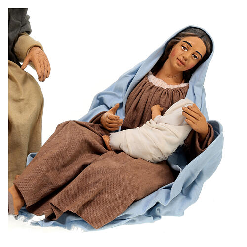 Sitting Holy Family set Mary embraces Jesus 30 cm Neapolitan nativity scene 2