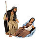 Sitting Holy Family set Mary embraces Jesus 30 cm Neapolitan nativity scene s1