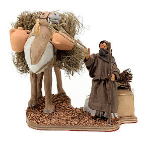 Camel driver with camel 20 cm Neapolitan nativity scene ANIMATED
