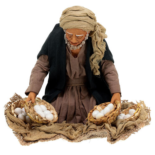 Homme à genoux avec paniers oeufs 30 cm crèche napolitaine 1