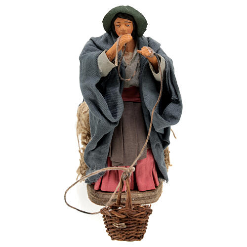 Woman cala basket 12 cm ANIMATED Neapolitan nativity scene 1