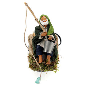 Fisherman sitting with his fishing rod, ANIMATED character of 10 cm for Neapolitan Nativity Scene