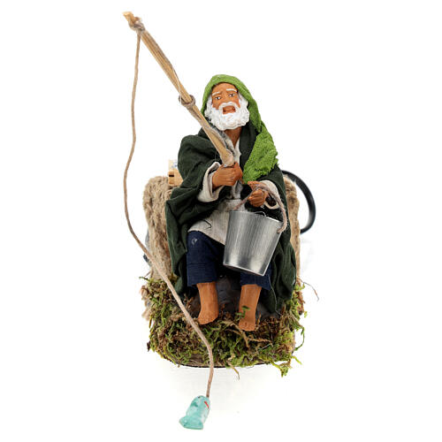 Pescatore seduto canna presepe MOVIMENTO 10 cm presepe napoletano 1