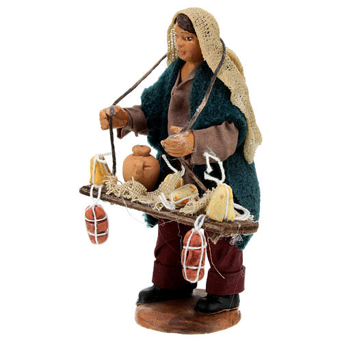 Men selling cheese and charcuterie 10x5 cm for Neapolitan Nativity Scene 2