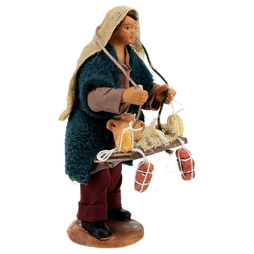 Men selling cheese and charcuterie 10x5 cm for Neapolitan Nativity Scene 3
