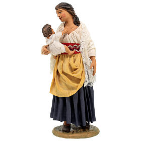 Woman with child in her arms for Neapolitan Nativity Scene of 30 cm