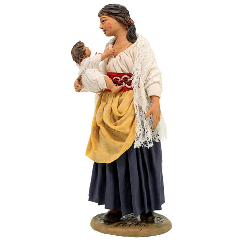 Woman with child in her arms for Neapolitan Nativity Scene of 30 cm 3