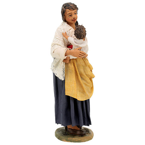 Woman with child in her arms for Neapolitan Nativity Scene of 30 cm 4