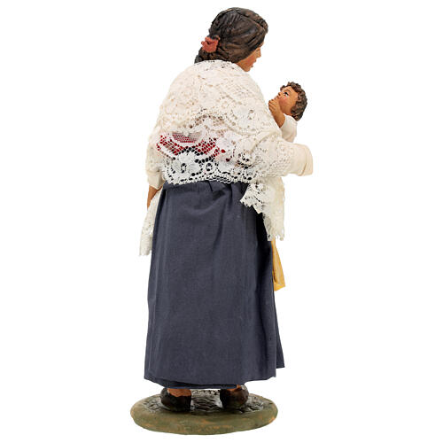 Maman avec enfant à bras crèche napolitaine 30 cm 5