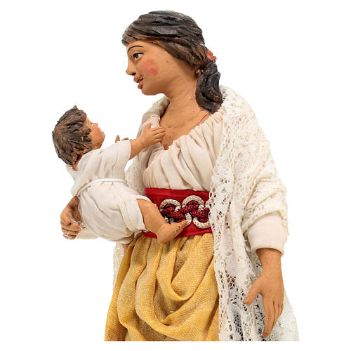 Mother with child in her arms, 30 cm nativity scene, Neapolitan nativity scene 2