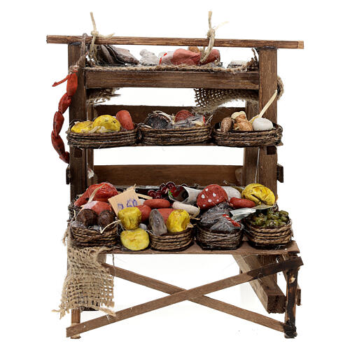 Cheese and charcuterie stall 15x15x15 cm for Neapolitan Nativity Scene with 20 cm characters 1