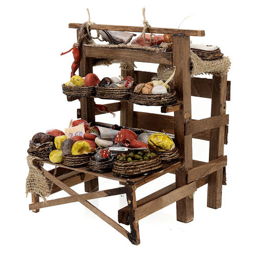 Cheese and charcuterie stall 15x15x15 cm for Neapolitan Nativity Scene with 20 cm characters 2