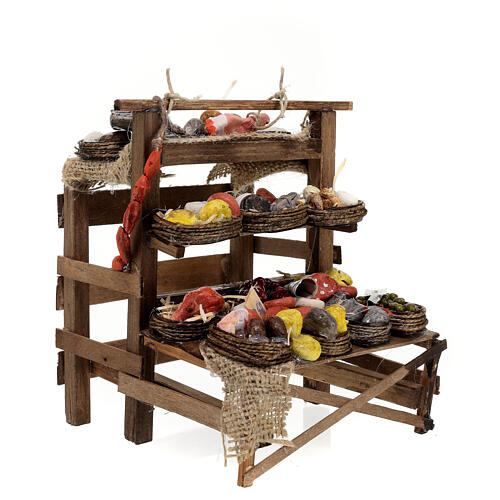 Cheese and charcuterie stall 15x15x15 cm for Neapolitan Nativity Scene with 20 cm characters 3