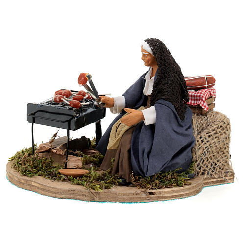 Woman grilling, ANIMATED character of 12 cm for Neapolitan Nativity Scene 2