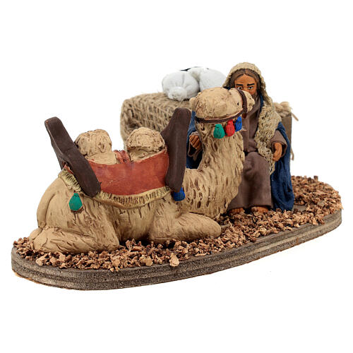 Cameleiro alimentando camelo MOVIMENTO para presépio napolitano com figuras altura média 10 cm; 10x20x12 cm 3