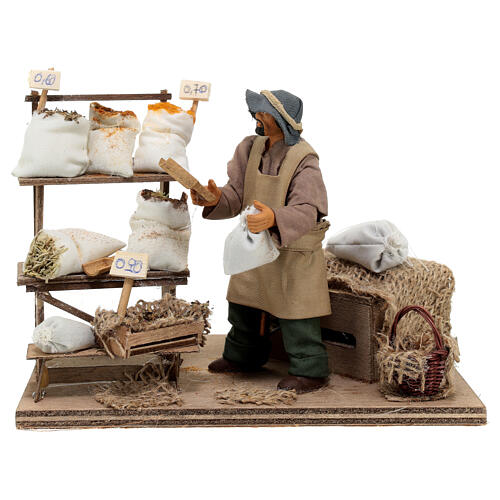 Venditore di spezie semi 12 cm presepe napoletano MOVIMENTO 1