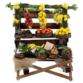 Obst- und Gemüse-Verkaufsstand, Krippenzubehör, neapolitanischer Stil, für 20 cm Krippe, 15x15x15 cm