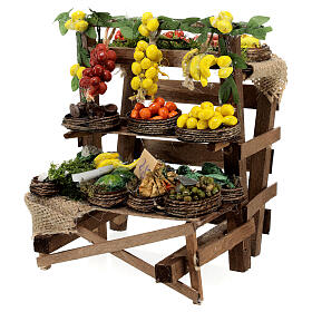 Obst- und Gemüse-Verkaufsstand, Krippenzubehör, neapolitanischer Stil, für 20 cm Krippe, 15x15x15 cm