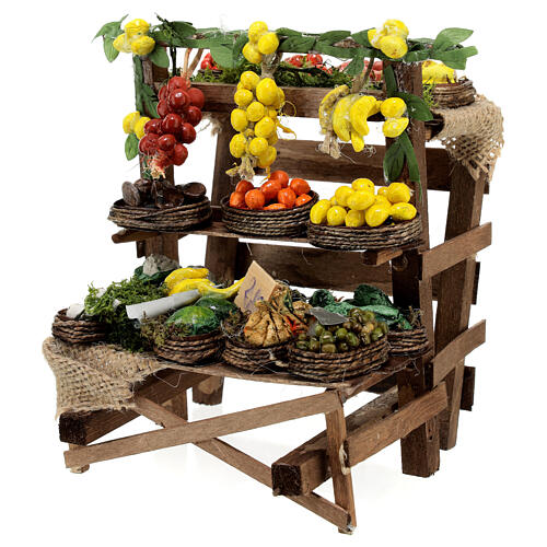 Obst- und Gemüse-Verkaufsstand, Krippenzubehör, neapolitanischer Stil, für 20 cm Krippe, 15x15x15 cm 2