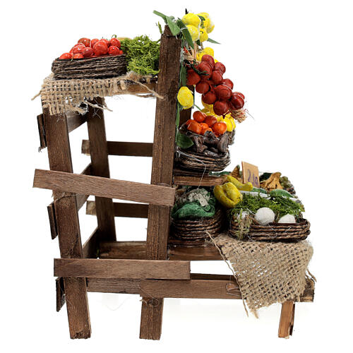 Obst- und Gemüse-Verkaufsstand, Krippenzubehör, neapolitanischer Stil, für 20 cm Krippe, 15x15x15 cm 3