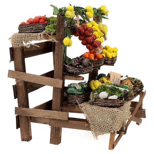 Obst- und Gemüse-Verkaufsstand, Krippenzubehör, neapolitanischer Stil, für 20 cm Krippe, 15x15x15 cm 4