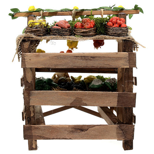 Obst- und Gemüse-Verkaufsstand, Krippenzubehör, neapolitanischer Stil, für 20 cm Krippe, 15x15x15 cm 5