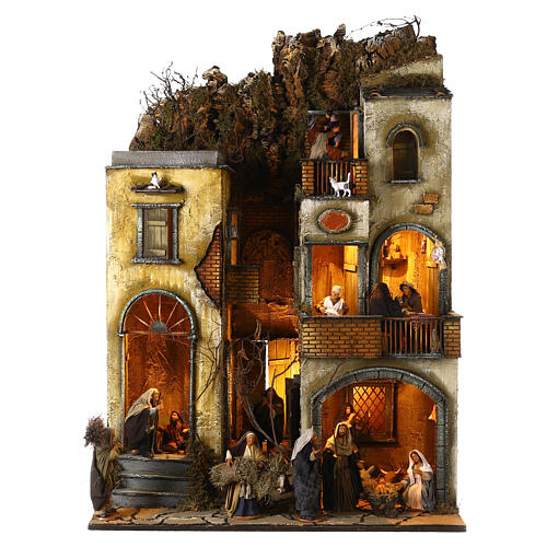 Block of multistorey houses with alley 100x70x50 cm for Neapolitan Nativity Scene with 14 cm characters 1