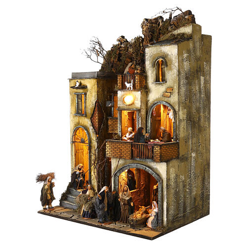 Block of multistorey houses with alley 100x70x50 cm for Neapolitan Nativity Scene with 14 cm characters 4