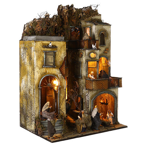 Block of multistorey houses with alley 100x70x50 cm for Neapolitan Nativity Scene with 14 cm characters 8
