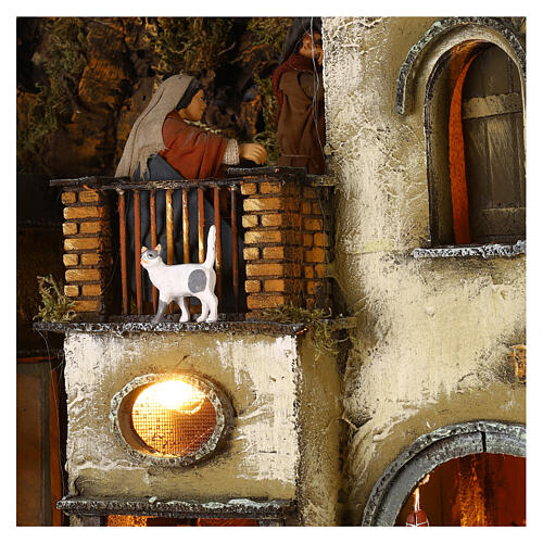 Pueblo belén napolitano 14 cm multipisos con callejón central completo 100x70x50 10