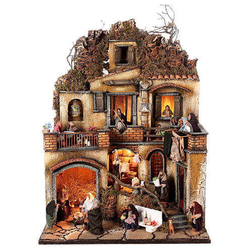Block of multistorey houses with stairs 60x50x40 cm for Neapolitan Nativity Scene with 10 cm characters 1