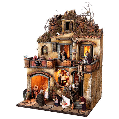 Block of multistorey houses with stairs 60x50x40 cm for Neapolitan Nativity Scene with 10 cm characters 3
