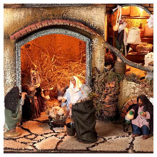 Neapolitan nativity village 10 cm multi-story alley complete side staircase 65x50x40 2