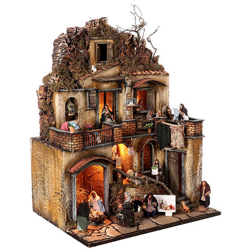 Neapolitan nativity village 10 cm multi-story alley complete side staircase 65x50x40 5