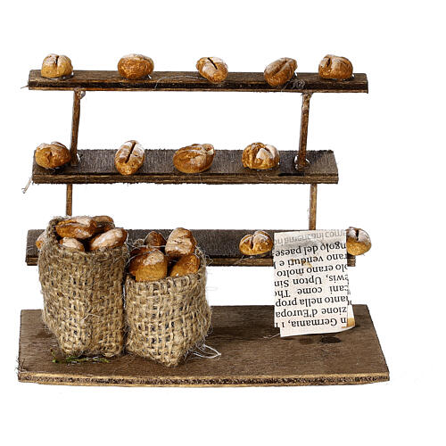 Bread stall with jute bags for 10 cm Neapolitan Nativity Scene 1