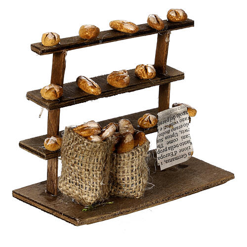 Bread stall with jute bags for 10 cm Neapolitan Nativity Scene 3