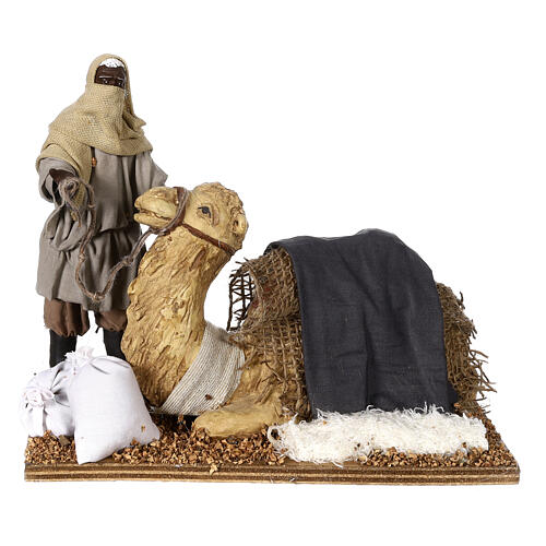 Moor camel driver with sitting camel for 15 cm Neapolitan Nativity Scene 1