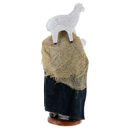 Pastor com duas ovelhas para presépio napolitano de 10 cm 5