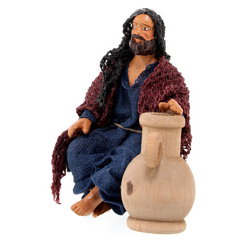 Sitting man with amphora Neapolitan nativity scene 10 cm 10x5 2