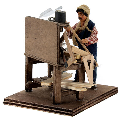 Carpenter with his bench for 10 cm Neapolitan Nativity Scene 10x10x10 cm 1