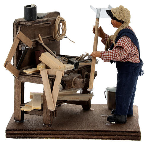 Carpenter with his bench for 10 cm Neapolitan Nativity Scene 10x10x10 cm 2