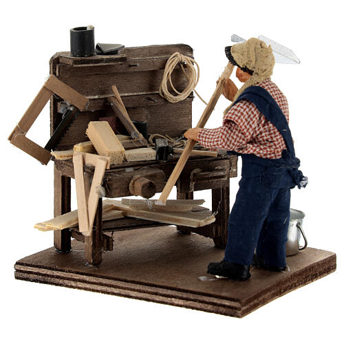 Carpenter with his bench for 10 cm Neapolitan Nativity Scene 10x10x10 cm 3