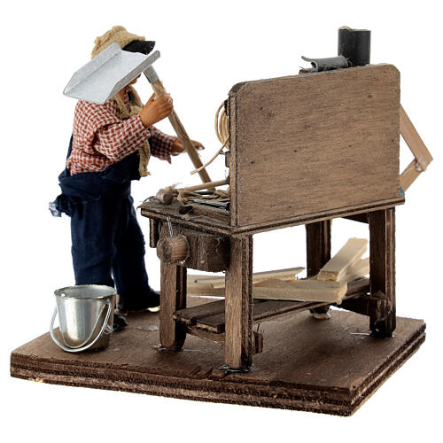 Carpenter with his bench for 10 cm Neapolitan Nativity Scene 10x10x10 cm 4
