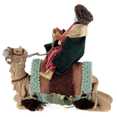 Wise Man with white beard on a camel for 10 cm Neapolitan Nativity Scene 10x10 cm 1
